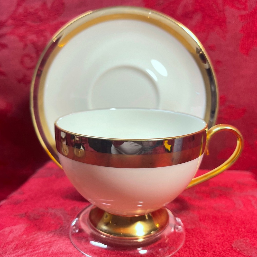 Gorham Royal Contessa Tea Cup Saucer Fine China 24K Gold Japan 1986-1994 Rare